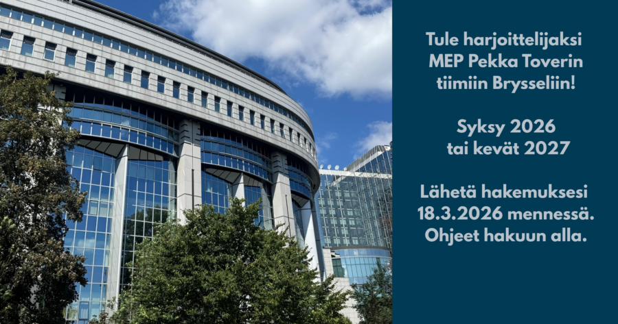 Harjoitteluhaku MEP Pekka Toverin toimistoon Brysseliin